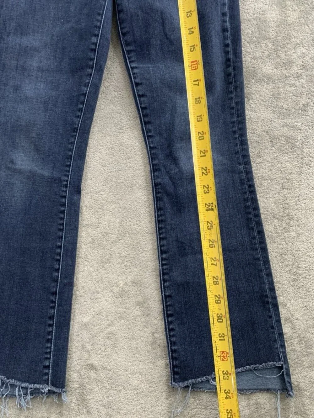 MOTHER Insider Crop Step Fray Jeans Womens 25 Night Tripper Raw Hem Blue Denim
